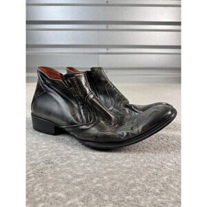 Robert Wayne Boots Mens Size 11 Black Leather Western Side Zip Ankle Disturb